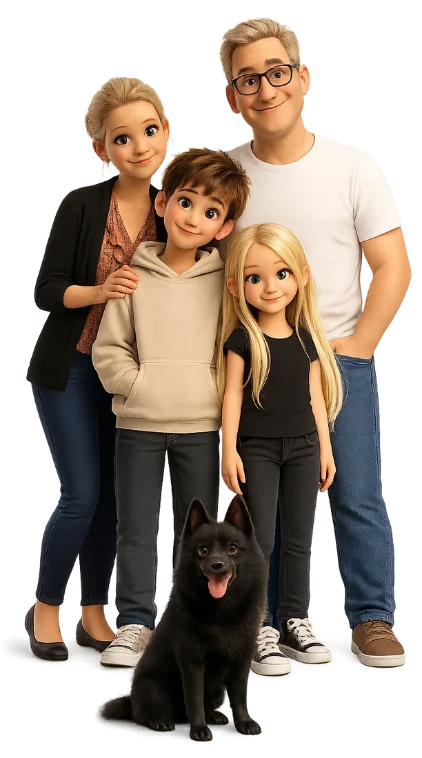 Familjen samlad tillsammans